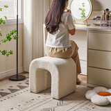 家逸羊羔绒梳妆凳简约梳妆台凳子北欧卧室化妆凳网红客厅沙发凳美甲凳