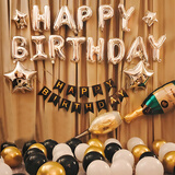 多美忆生日派对儿童气球装饰场景布置生日装饰男孩女孩生日套装黑银酒杯