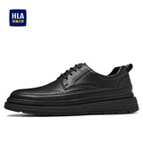 海澜之家HLA皮鞋男士复古雕花透气商务皮鞋HAAPXM2EAV107 黑色冲孔款42