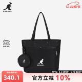KANGOL官方中号托特包单肩手提包防泼水多功能实用健身包上课通勤有底撑 黑色