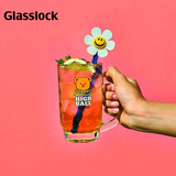 Glasslock&wigglewiggle联名水杯家用玻璃杯子卡通果汁杯赠搅拌棒410ml