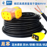 鲁诚讯 牛筋软抗冻抗晒护套线插板线室外纯铜电线家用软线地拖线4/2.5平方两芯电车充电线 两芯1.5平方带3000瓦 25米