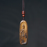 玄同 沉香木大日如来吊坠情侣项链观音平安牌文玩车挂件饰品木雕佛牌 如来-2*6cm小吊坠