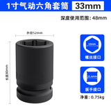 拓力士（TOLECE）重型1寸气动套头大风炮五金六角套筒17-41mm维修配件 1寸六角套筒33mm