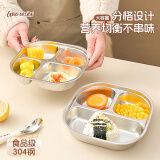 沃德百惠（WORTHBUY）304不锈钢儿童餐盘卡通分格快餐盘宝宝辅食碗自主训练吃饭盘 三格