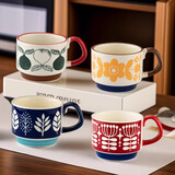 onlycook马克杯水杯早餐杯子 陶瓷家用复古牛奶燕麦杯咖啡杯办公室-橙意黄