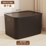 稻草熊杂物塑料收纳箱大号衣物零食玩具客厅整理箱加厚家用桌面置物箱 黑透大号收纳箱【二个装】