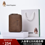 暇步士（Hush Puppies）卡包真皮零钱包男士证件夹风琴式拉链卡片包名片夹情人节礼物 卡其色HC-1811046W-2415