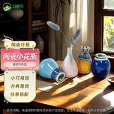 吕姆克陶瓷花瓶摆件鲜花干花仿真假花小巧迷你桌面花瓶装饰摆件套装5905