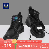 海澜之家HLA马丁靴男户外休闲英伦风百搭工装靴HAAGZM4AB70567 黑色加绒43