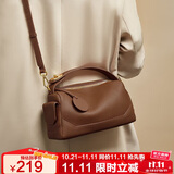 金狐狸（FOXER）头层牛皮女士包包女包大容量手提单肩枕头斜挎包轻奢女友生日礼物