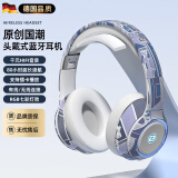 XVVMI索尼适用蓝牙耳机头戴式送礼无线电竞游戏音乐运动降噪隔音全包耳罩电脑PC耳麦hifi柏林之声音质 蓝白色【蓝牙5.3芯片+1800 标配音频线+充电线