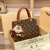 爱马仕（HERMES）香港真皮生日礼物手提包2025新款母亲节送妈妈单肩斜挎超火女包包 520老花/杏送挂件专柜礼盒套