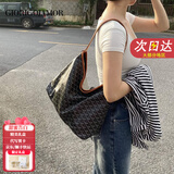 GIORIGOJAMOR轻奢包包女包单肩包狗牙女士托特包520情人节送老婆女友生日礼物 黑棕色【次日达，店长推荐】