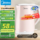 美的（Midea）烧水壶电热水壶电水壶家用 食品级304不锈钢 1500W快速沸腾 自动断电 1.7L大容量HJ1705