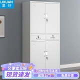 栗轩 文件柜铁皮柜办公室财务会计凭证柜资料储物收纳工具五节柜 带锁 中二斗铁门 0.3mm