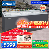 星星冷冻展示柜冷藏保鲜柜 商用超市组合展示柜大容量卧式冰柜303B升高端岛柜冰淇淋冻品柜 【双压缩机】弧面玻璃展柜1230B