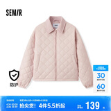 森马（Semir）棉服女灯芯绒翻领菱形格复古2024冬三防宽松轻薄棉衣109724112007