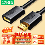 毕亚兹 HDMI延长线2.0版 高清0.5米 4K60HZ数字高清线公对母 3D视频线电脑电视盒子机顶盒接显示器连接线