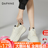 达芙妮（DAPHNE）厚底小白鞋女款2025新款春夏季女鞋百搭松糕鞋学生运动板鞋女 黑色 跟高6.8CM 37 标准码