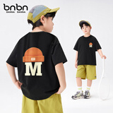 班纳班纳男童短袖t恤2025新款帅气男孩中大童夏季衣服纯棉儿童夏装 N帽子K_N帽子黑 160 （尺码偏小，建议拍大一码）
