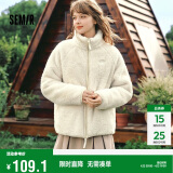 森马（Semir）外套女插肩袖珊瑚绒仿羊羔毛2024冬季立领宽松夹克109724108003