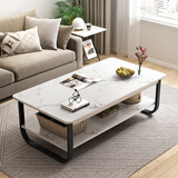 富禾茶几桌简约客厅沙发边几桌小户型简易出租房小桌子办公室茶水桌 【U型腿-双层】白大理石色120*60