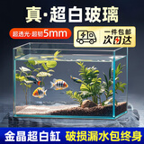 坤宁王金晶超白玻璃鱼缸桌面造景小鱼缸家用客厅裸缸一体缸35*20*22cm