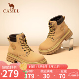 骆驼（CAMEL）【远行】女鞋工装靴英伦短靴大黄靴马丁靴女 L23W076044 土黄 36