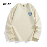 GLM白色长袖t恤男春秋季重磅男装打底衫纯棉吸汗宽松大码男士衣服