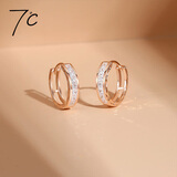 七度（SEVEN DEGREE）S925银耳环女款纯银米字花纹镶嵌 T方耳扣轻奢耳饰小众设计感精致