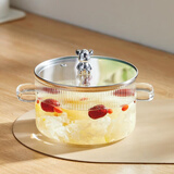 忆壶茶（YIHUTEA）汤锅高硼硅玻璃炖锅大容量泡面碗家用可明火加热耐高温双耳养生锅 小熊炖锅（透明） 16cm 1500ml