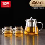 富光 茶壶茶水分离玻璃泡茶壶煮茶耐高温带滤网飘逸杯功夫茶茶具 850ml+6杯