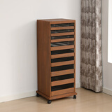 惠创遥实木牙科柜茶水置物架客厅茶具柜落地手串文玩收纳柜首饰置物柜 炭烧咖小号加厚款40*35*107 单门