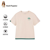 暇步士（Hush Puppies）童装儿童短袖夏男女童假两件T恤圆领衫上衣 浅沙灰  170 