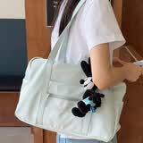斐月伽 手提旅行包运动包健身包女手提轻便大容量休闲韩系旅行袋单肩包 浅绿色 无挂件