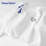 NASA GISS长袖t恤男潮流圆领纯棉打底衫宽松大码情侣款上衣服 白色 XL