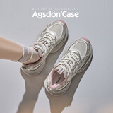奥古狮登（Agsdon）老爹鞋女秋季新款水钻网面透气跑步鞋厚底运动鞋 W251233 银粉 38