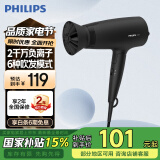 飞利浦（PHILIPS）电吹风机家用大功率 恒温速干 发廊沙龙专业级吹风筒 便携折叠+1600W+3档丨BHD308黑