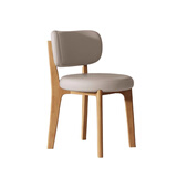 致喜北欧实木餐椅家用简约餐桌椅奶油风靠背座椅软包椅子久坐舒服餐椅 原木色实木框架-浅卡其色猫爪皮