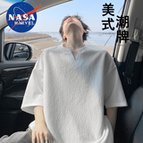 NASA MARVEL短袖t恤男士夏季休闲简约透气半袖V领上衣户外休闲服 白色 2XL