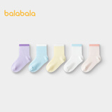 巴拉巴拉袜子夏季网眼儿童运动风袜透气男女童小童大童五双装209225172204