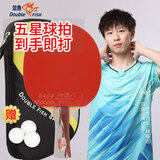 双鱼乒乓球拍横拍单只 5星五星纯木成品拍 5D-C长柄 赠3球