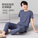 韩彩（HACAI）男士睡衣薄款夏季凉感莫代尔短袖长裤家居服套装 铂灰 L