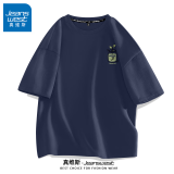 真维斯（JEANSWEST）男士纯棉短袖夏季t恤百搭男生男款半袖宽松2025新款青少年体恤男 藏青 生命力_K 2XL