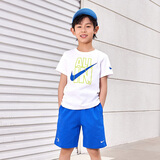 NIKE  3BRAND 耐克男女童纯棉短袖T恤+短裤2件套装夏季新款短袖套装 奥海蓝（1259） 150 /72 【建议身高140-152cm】