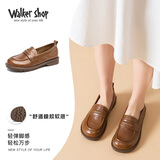 Walker Shop奥卡索皮鞋女乐福鞋一脚蹬豆豆鞋女单鞋小皮鞋女D151136棕色36