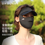 OhSunny防晒面罩帽檐全脸防紫外线夏遮阳口罩 SLF4M237E 暗夜黑 M