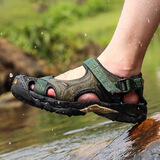 悍途（HUMTTO）夏季新款沙滩凉鞋户外徒步休闲运动包头凉鞋轻便防滑涉水溯溪鞋 军绿色-男 43