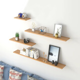 凡社客厅墙上一字隔板置物架 卧室床头墙面简约收纳书架木纹色套装